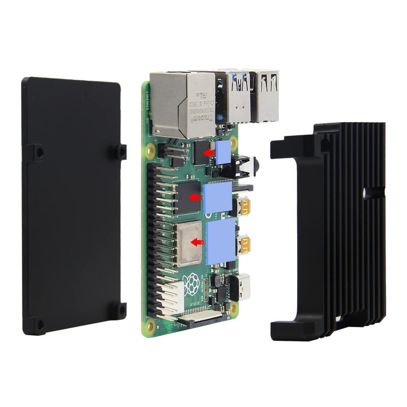 Geekworm for Raspberry Pi 4 Armor Case P122, Aluminum Alloy Passive Cooling Heatsink Cooler Enclosure Compatible with Raspberry Pi 4 Model B Computer - Image 5
